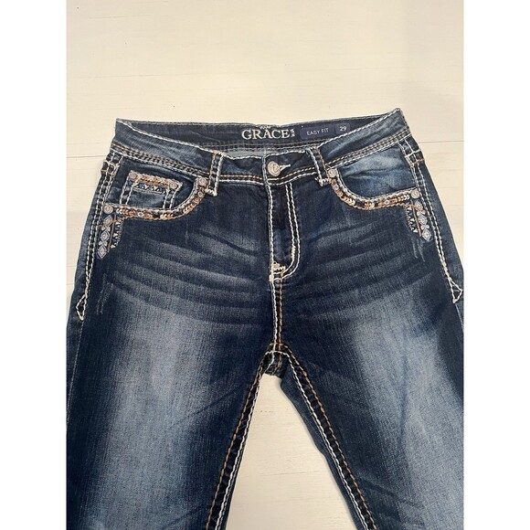 Grace in‎ LA Easy Fit Jeans Womens 29 Bootcut Aztec Embroidered Western - Picture 2 of 5